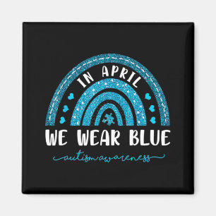 Regenbogen im April tragen wir blaues Autismus-Bew Magnet