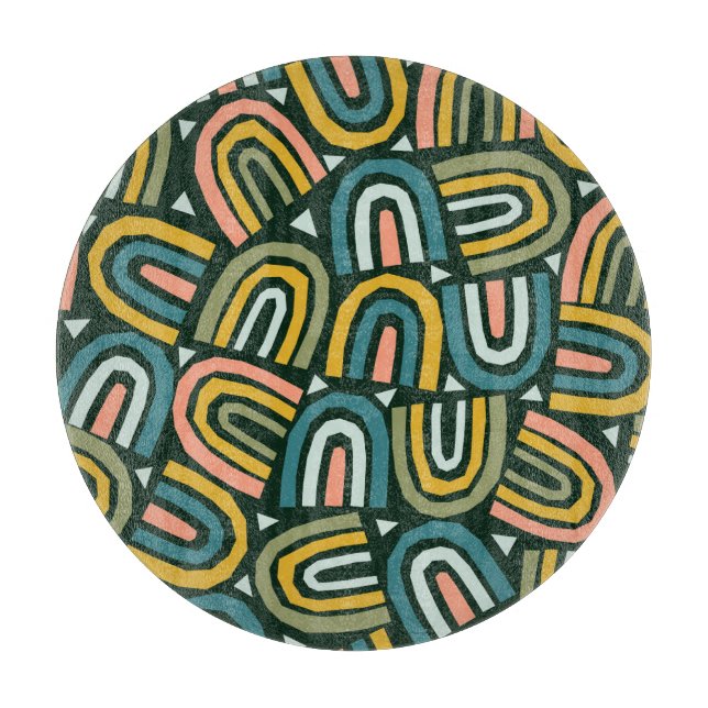 Regenbogen im geometrischen Stil, Vintage Muster. Schneidebrett (Vorderseite)