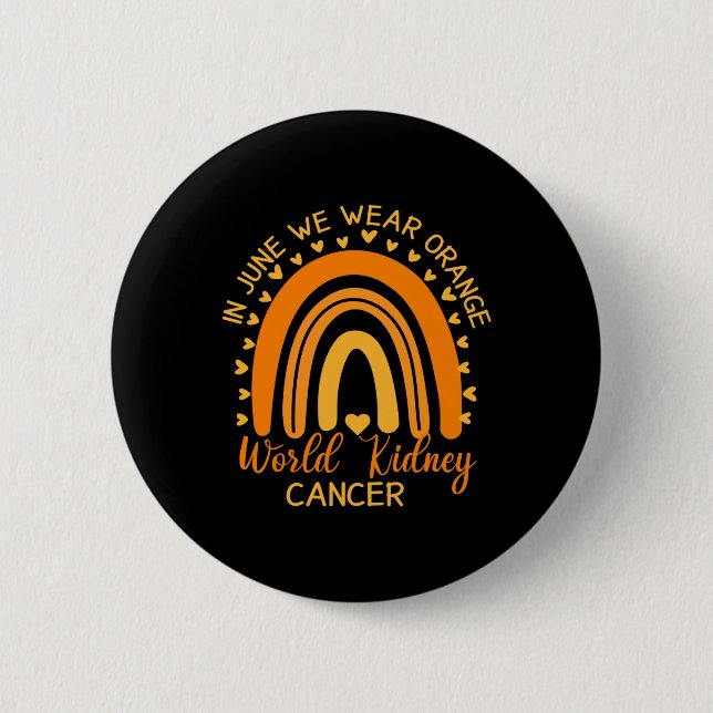 Regenbogen im Juni tragen wir Orange World Nierenk Button (Vorderseite)