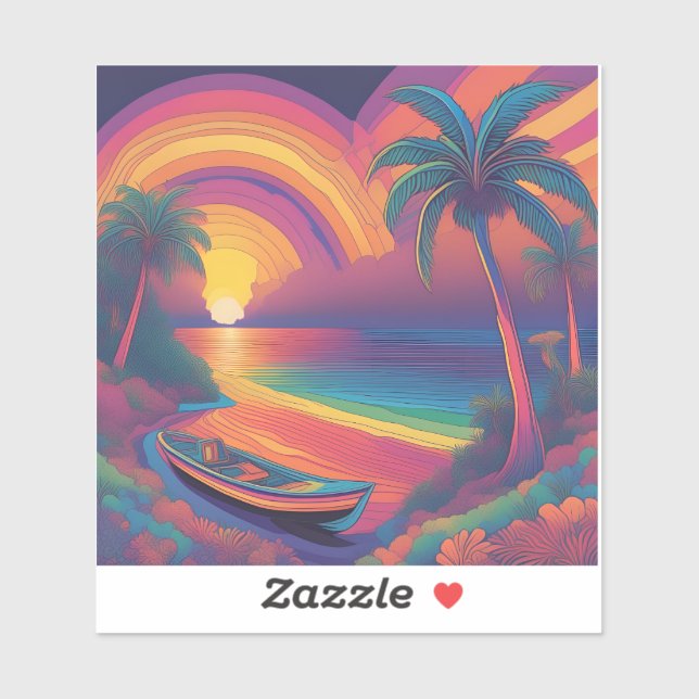 Regenbogen im Karibischen Raum Aufkleber (Blatt)