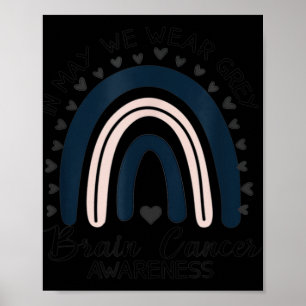 Regenbogen im Mai tragen wir ein graues Hirnkrebsb Poster