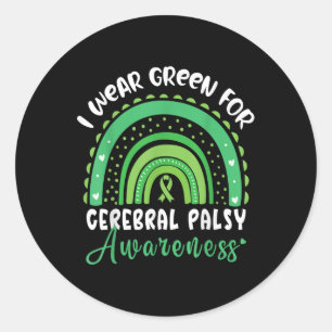 Regenbogen im März wir tragen grüne Cerebral Palsy Runder Aufkleber