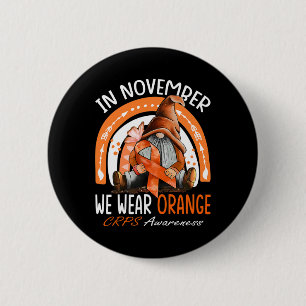 Regenbogen Im November tragen wir Orange CRPS Bewu Button