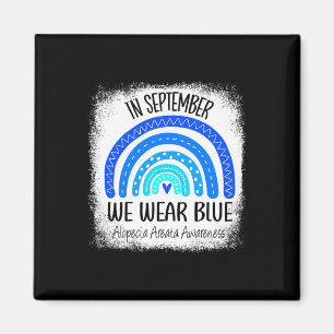 Regenbogen Im September tragen wir blaue Alopezie Magnet