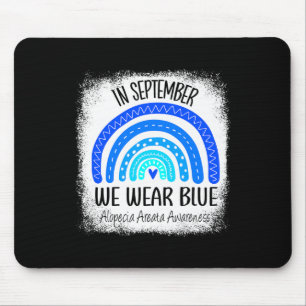 Regenbogen Im September tragen wir blaue Alopezie  Mousepad
