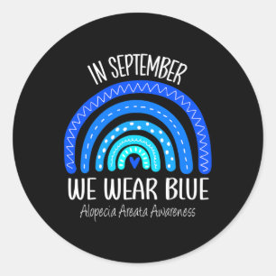 Regenbogen Im September tragen wir blaue Alopezie Runder Aufkleber