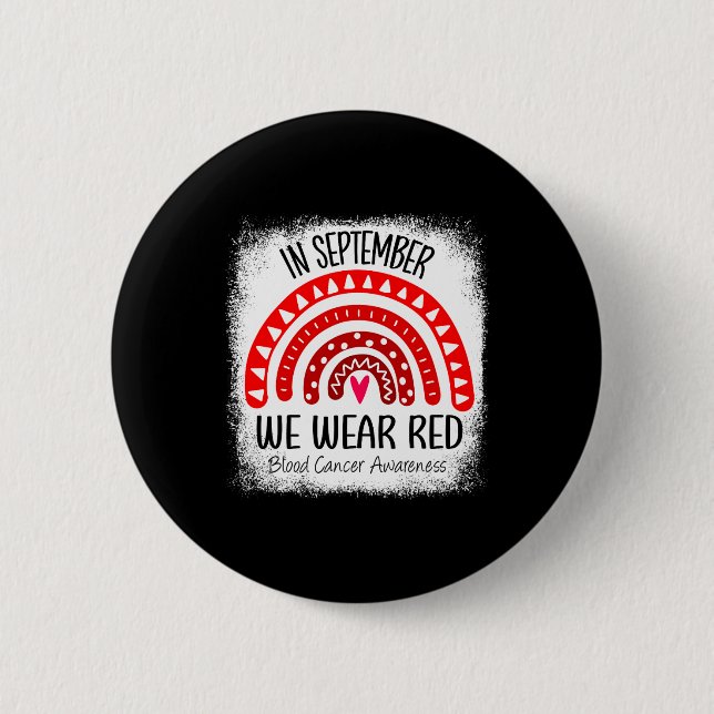 Regenbogen im September tragen wir roten Blutkrebs Button (Vorderseite)