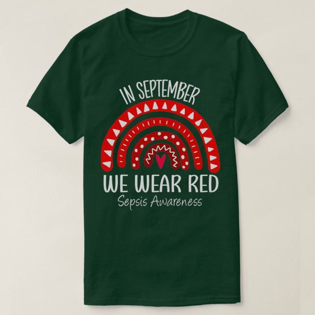 Regenbogen im September Wir tragen Red Sepsis Bewu T-Shirt (Design vorne)