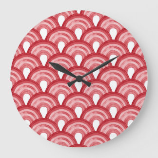 Regenbogen in Aquarell - rotes Muster Große Wanduhr