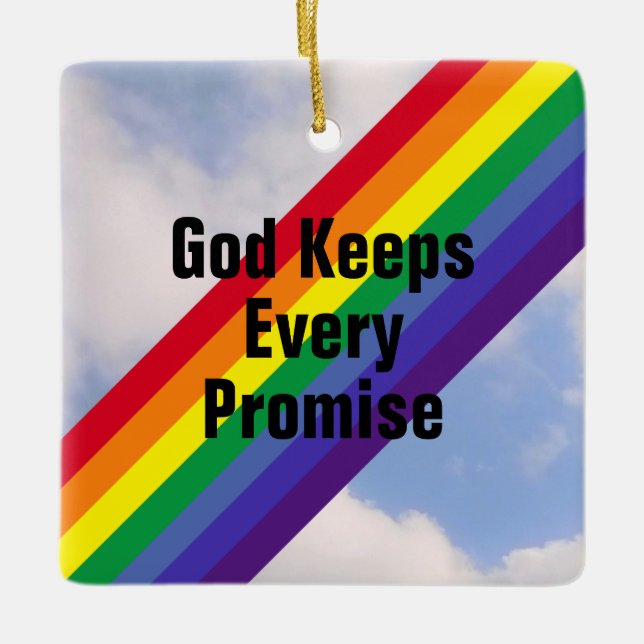 Regenbogen in den Sky Inspirational Bible Verses N Keramikornament (Vorderseite)