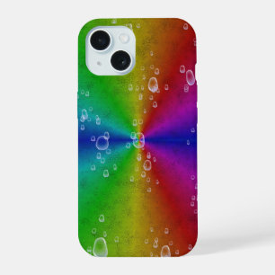 Regenbogen in Elefantenlederoptik mit Tropfen iPhone 15 Hülle