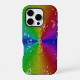Regenbogen in Elefantenlederoptik mit Tropfen iPhone 16 Pro Hülle