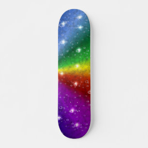 Regenbogen in Elefantenletheroptik & Regentropfen Skateboard