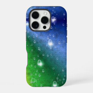 Regenbogen in Elephant Skin Leather Optik & Raindr iPhone 16 Pro Hülle