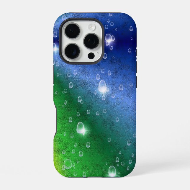 Regenbogen in Elephant Skin Leather Optik & Raindr iPhone Hülle (Rückseite)