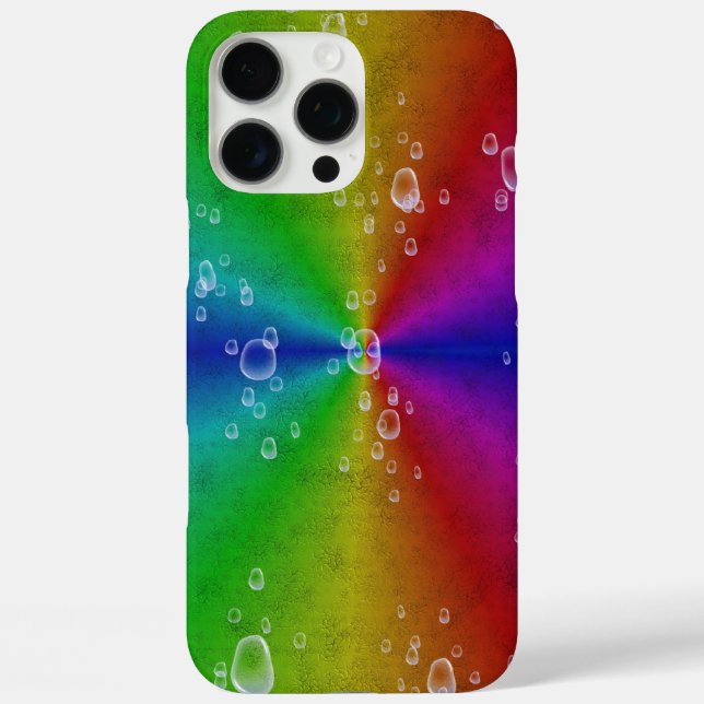Regenbogen in Lederoptik und Regentropfen Case-Mate iPhone Hülle (Rückseite)