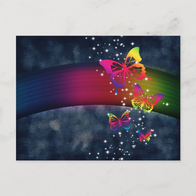 Regenbogen in Schmetterlingen Postkarte (Vorderseite)