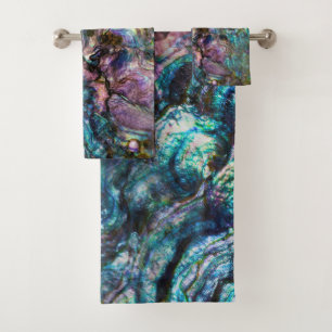 Regenbogen-Irideszenz-Abalone-Meeresmuschel Badhandtuch Set