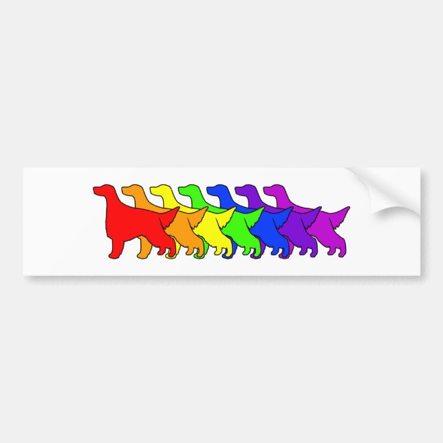 Regenbogen-Irischer Setter Autoaufkleber (Vorne)
