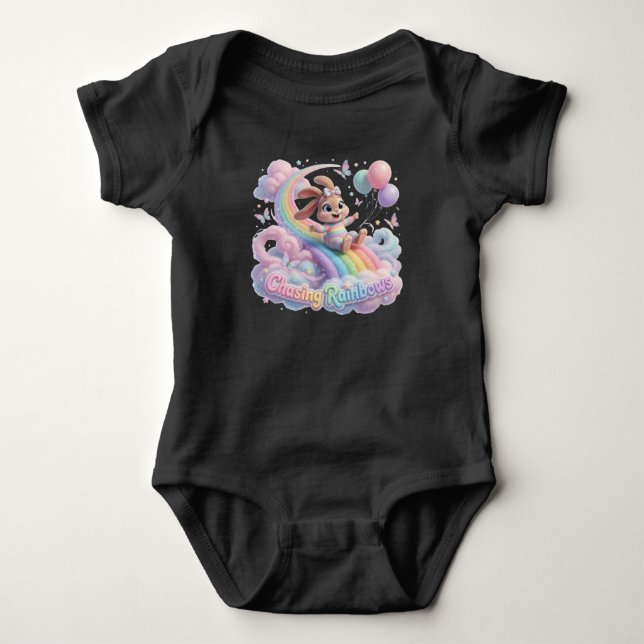 Regenbogen jagen baby strampler (Vorderseite)