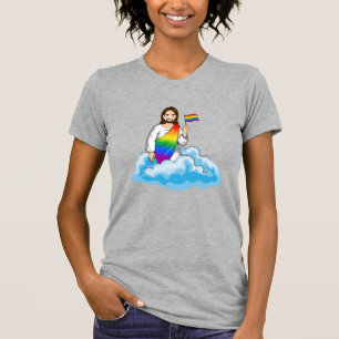 Regenbogen-Jesus-Flagge T-Shirt