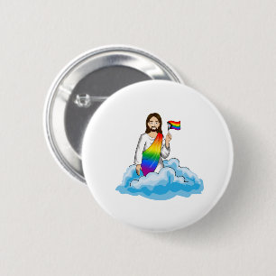 Regenbogen-Jesus-Fortschrittsflagge Button