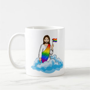 Regenbogen-Jesus-Fortschrittsflagge Kaffeetasse