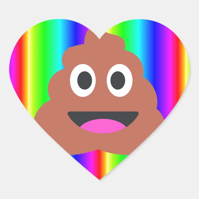 Regenbogen kackte Emoji Herz-Aufkleber (Vorderseite)