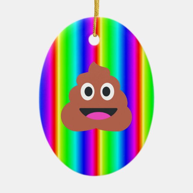 Regenbogen kackte Emoji Keramik Ornament (Vorne)