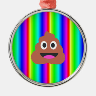 Regenbogen kackte Emoji Ornament Aus Metall