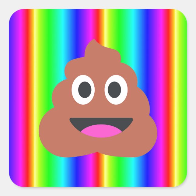 Regenbogen kackte Emoji Quadratischer Aufkleber (Vorderseite)
