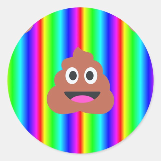 Regenbogen kackte Emoji Runder Aufkleber (Vorderseite)