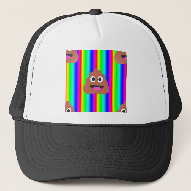 Regenbogen kackte Emoji Truckerkappe (Vorderseite)