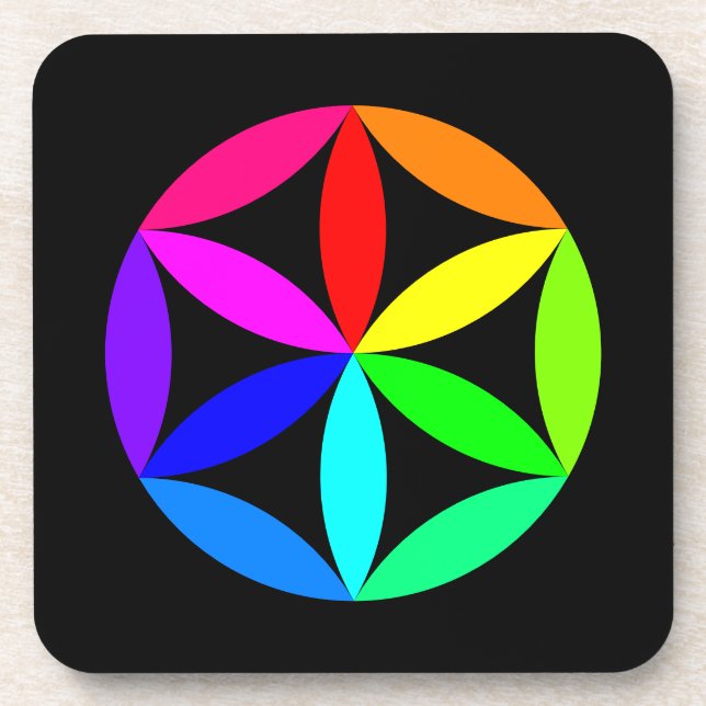Regenbogen-Kaleidoskop Hartplastik-Unterlage Getränkeuntersetzer (Vorderseite)