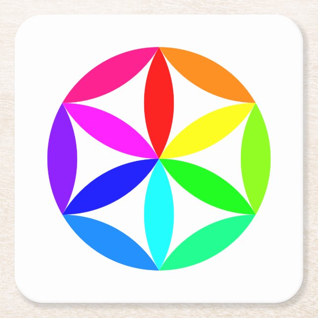 Regenbogen-Kaleidoskop-Papieruntersetzer Rechteckiger Pappuntersetzer (Vorderseite)