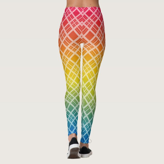 Regenbogen, kariert, mehrfarbig leggings (Rückseite)