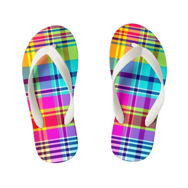 REGENBOGEN-KARO KINDERBADESANDALEN (Fußbett)