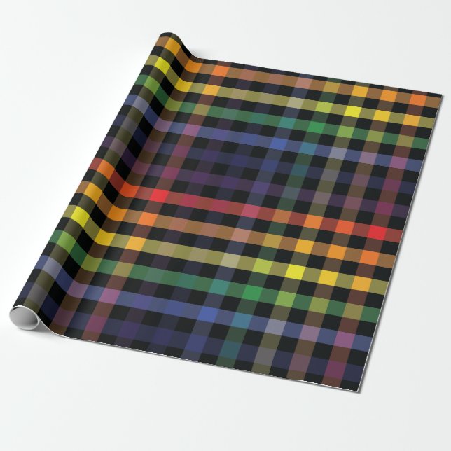 Regenbogen-Karomuster Geschenkpapier (Ungerollt)