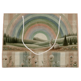 Regenbogen-Karomuster Große Geschenktüte