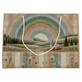 Regenbogen-Karomuster Große Geschenktüte