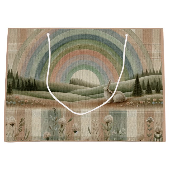 Regenbogen-Karomuster Große Geschenktüte (Vorderseite)