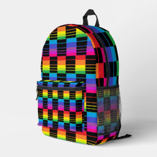 Regenbogen-Karorucksack mit schwarzen Details Bedruckter Rucksack