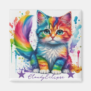 Regenbogen-Kätzchen-Maler Magnet