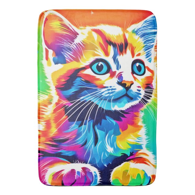 Regenbogen-Kätzchen-Träume Badematte (Vorderseite Vertikal)