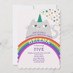 Regenbogen Katze Einhorn 5. Geburtstag Einladung
