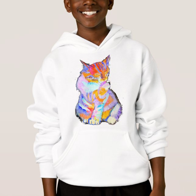 Regenbogen-Katze Hoodie (Vorderseite)