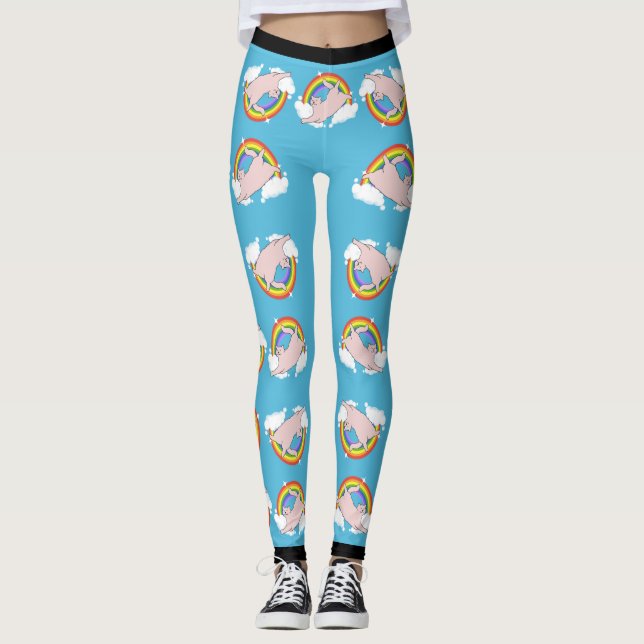 Regenbogen-Katze Leggings (Vorderseite)