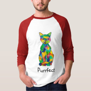Regenbogen-Katze Purrfect Raglan-T - Shirt