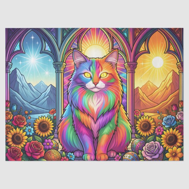 Regenbogen-Katze-Seidenpapier Seidenpapier (Vorderseite)