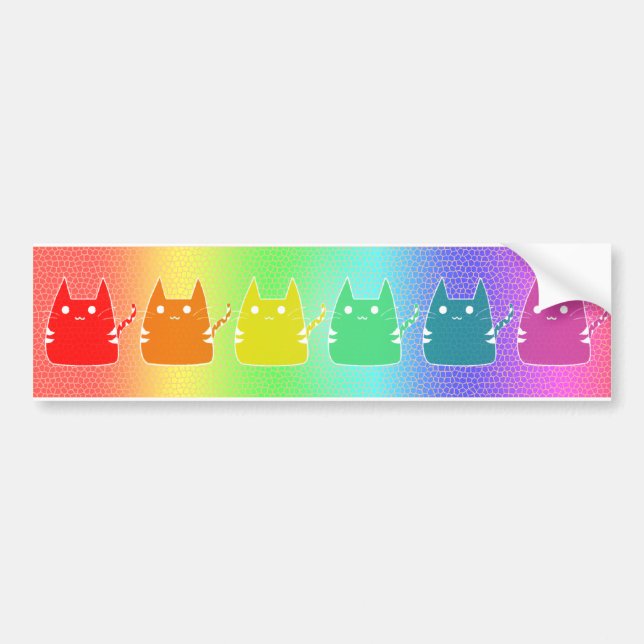 Regenbogen-Katzen Autoaufkleber (Vorne)